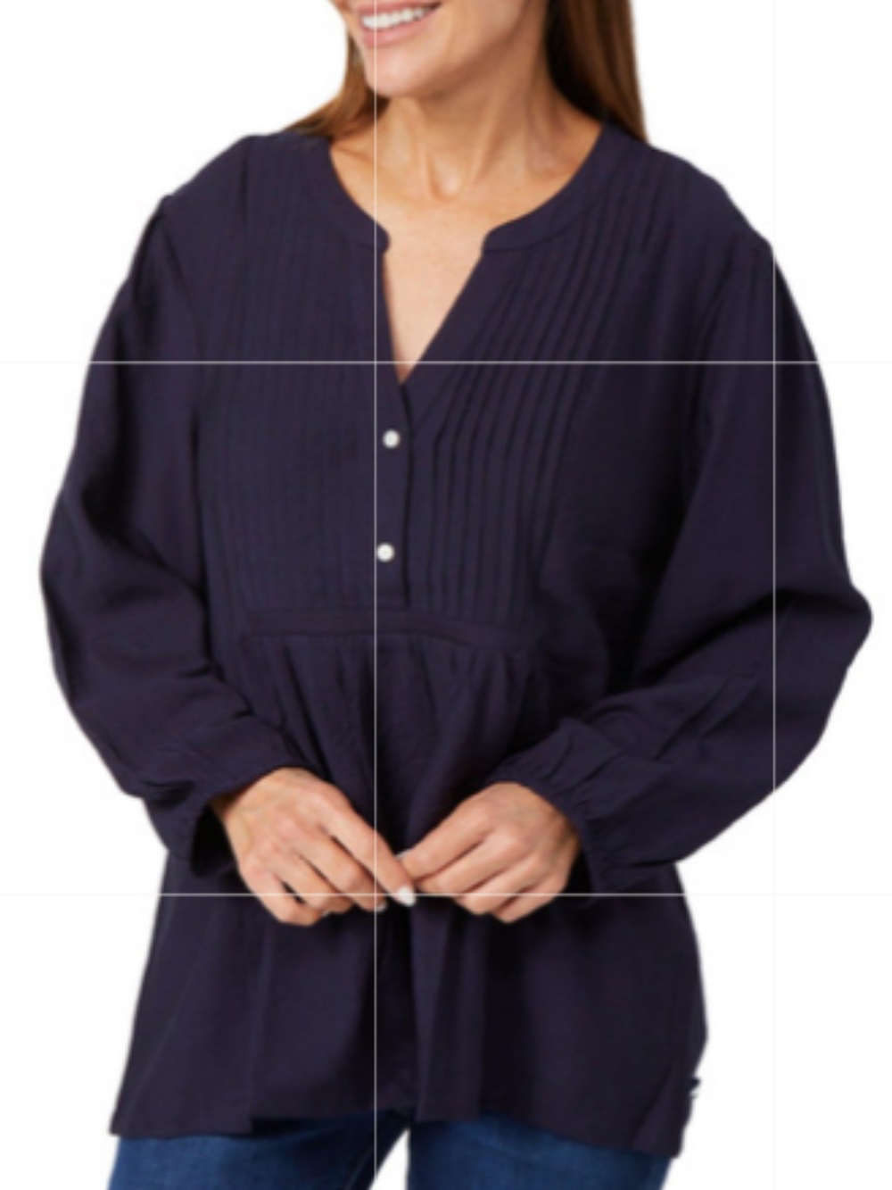 NWT Nautica Women’s Long Sleeve Smocked Popover Top Size L